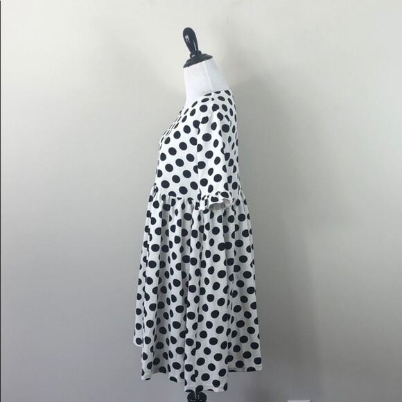 Ruffle Sleeve Dress White Polka Dot - Picture 2 of 4